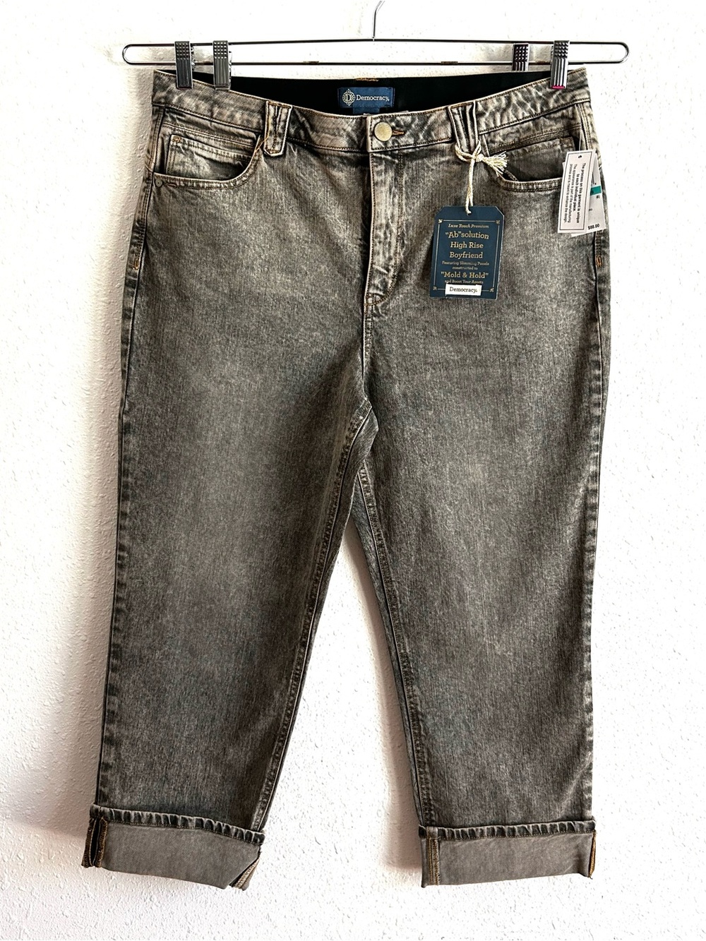 Democracy "Ab" Solution Boyfriend Jeans Women's Size 16 Gray Denim Stretch